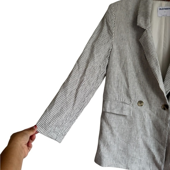 Old Navy Linen Blend Striped Blazer Women’s Size Small - Picture 3 of 10